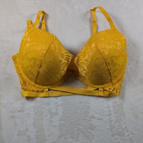 La Senza Beyond Sexy Ultimate Plunge Bra 36DD Yellow Lace Underwire - Picture 8 of 8
